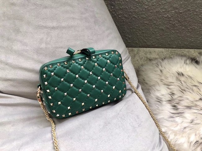 VALENTINO Rockstud leather camera cross-body bag 57367 green