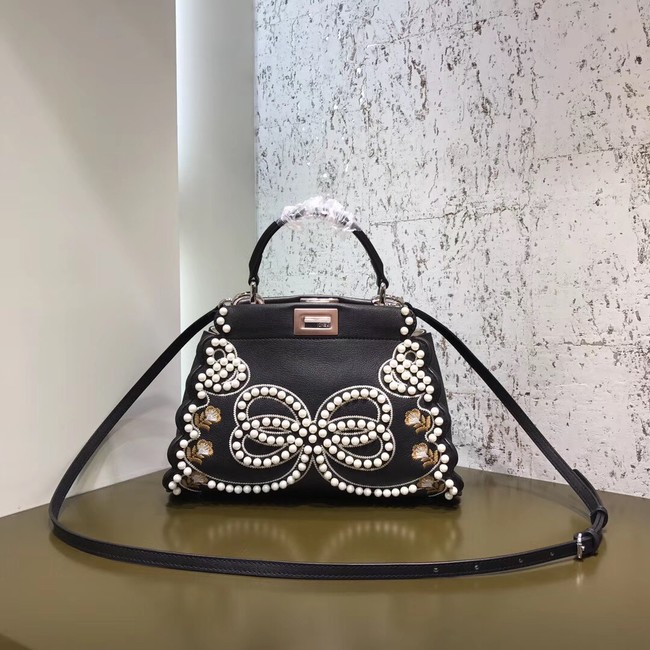 Fendi PEEKABOO MINI Exotic leather bag 8BN244S black