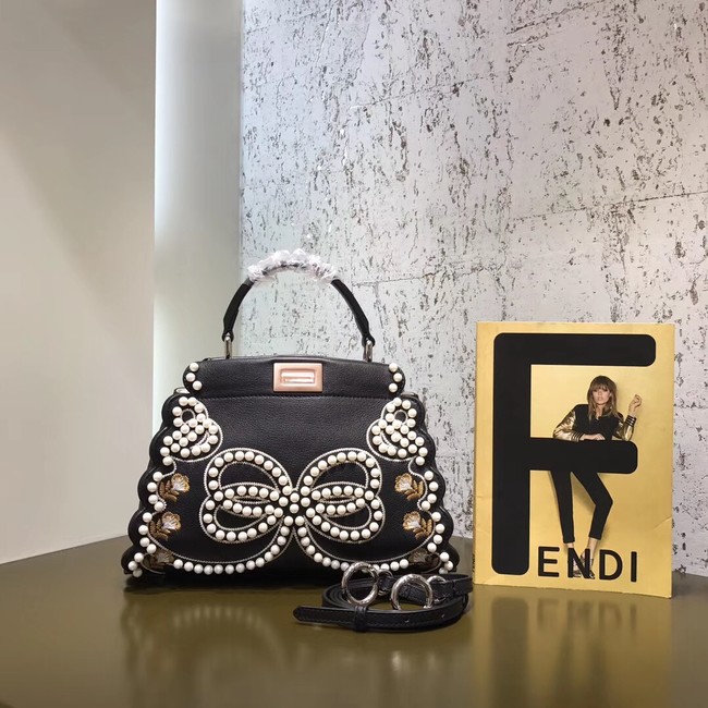 Fendi PEEKABOO MINI Exotic leather bag 8BN244S black