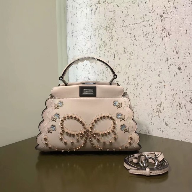 Fendi PEEKABOO MINI Exotic leather bag 8BN244S white