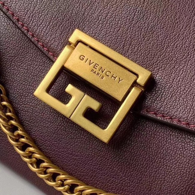 GIVENCHY GV3 leather and suede shoulder bag 9989 Burgundy