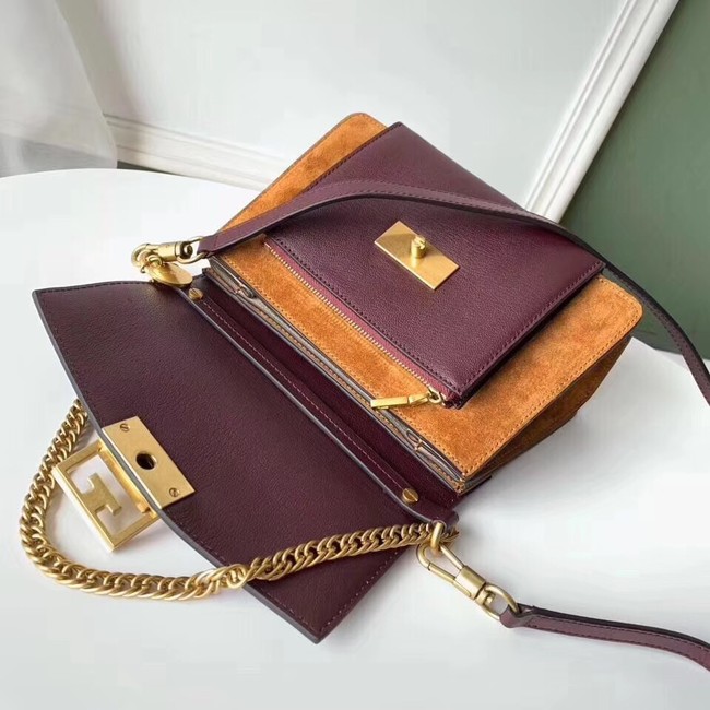 GIVENCHY GV3 leather and suede shoulder bag 9989 Burgundy