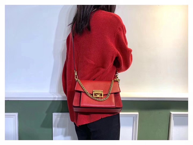 GIVENCHY GV3 leather and suede shoulder bag 9989 red