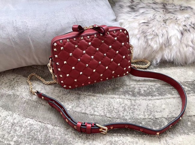 VALENTINO Rockstud leather camera cross-body bag 57367 red