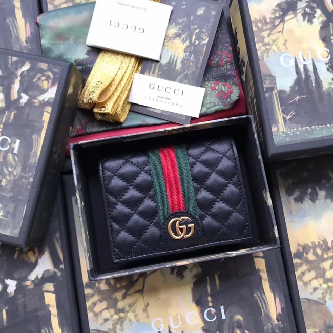 Gucci Leather card case with Double G 536453 black