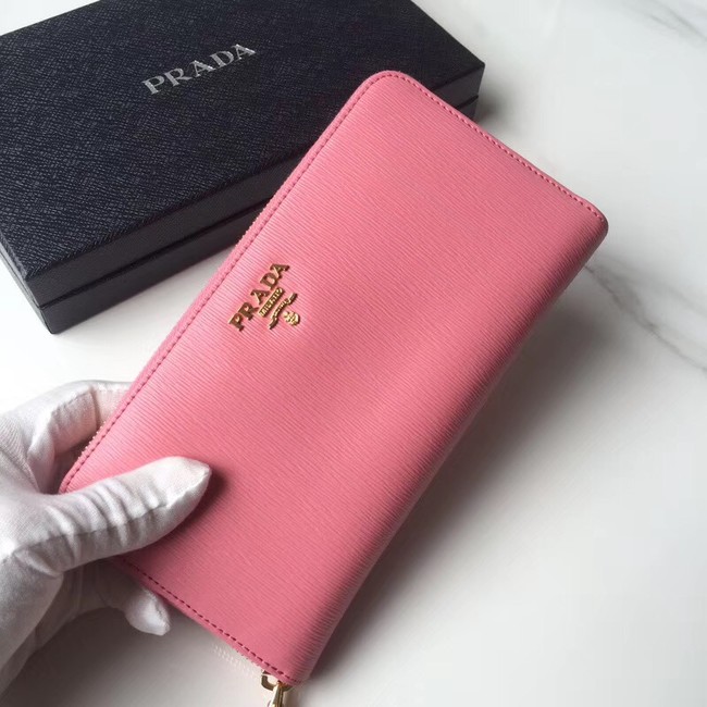 Prada Leather Large Zippy Wallets 1ML505 pink