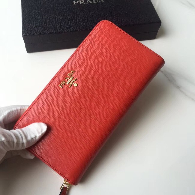 Prada Leather Large Zippy Wallets 1ML505 red