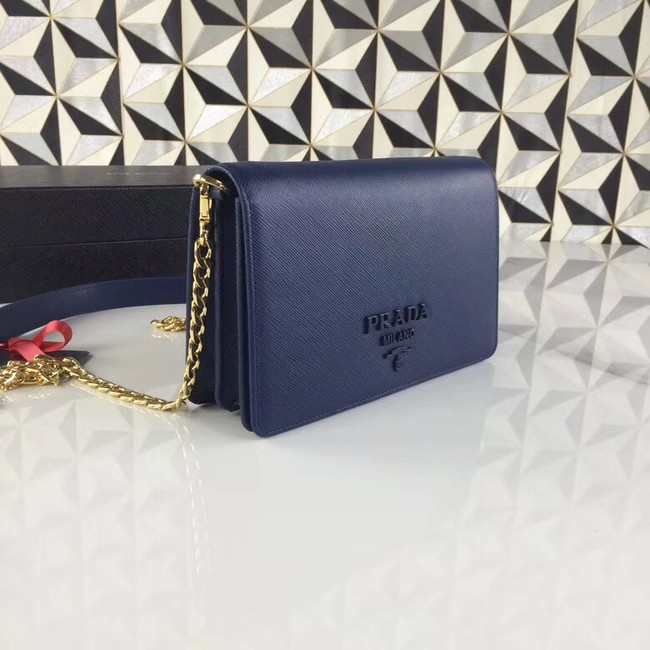 Prada Saffiano leather shoulder bag 1BP012-2 blue