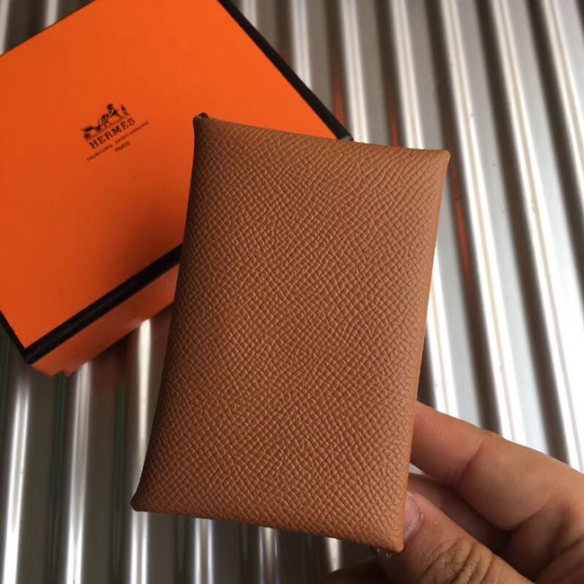 Hermes Bastia Epsom card case H0369 Camel