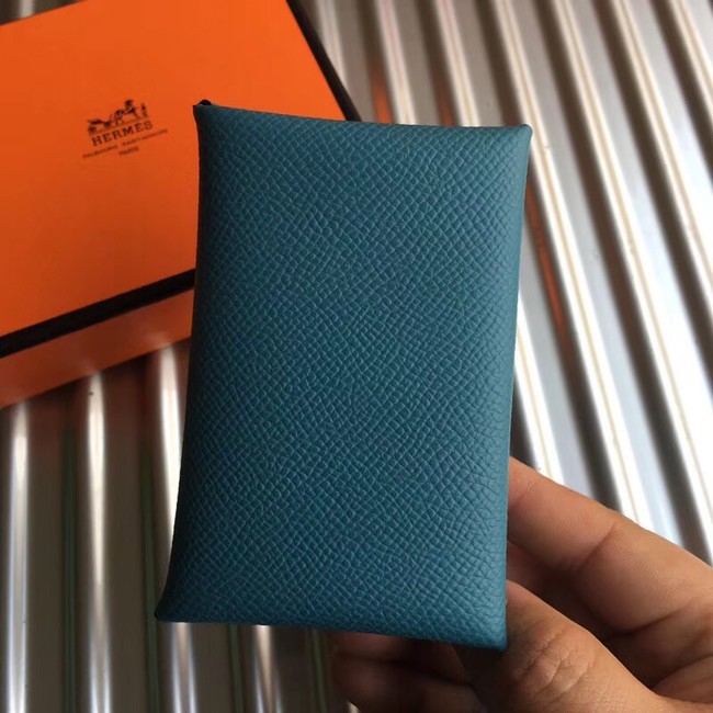 Hermes Bastia Epsom card case H0369 blue