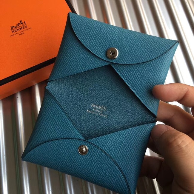 Hermes Bastia Epsom card case H0369 blue