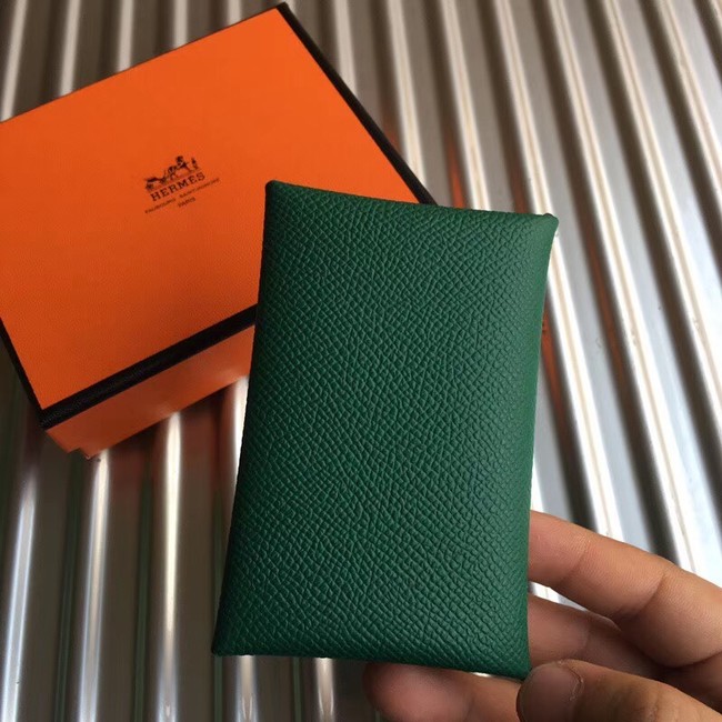 Hermes Bastia Epsom card case H0369 green