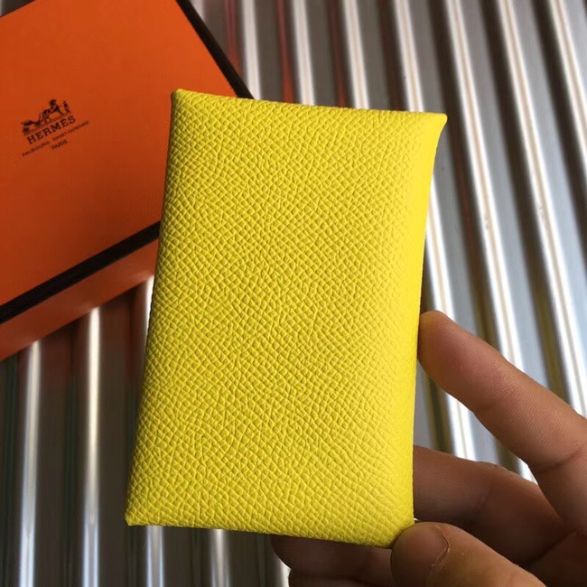 Hermes Bastia Epsom card case H0369 lemon