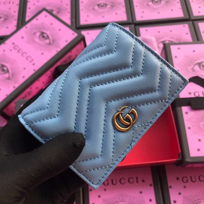 Gucci GG Marmont card case 466492 light blue