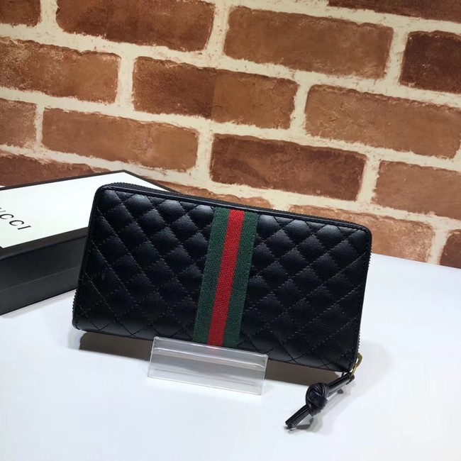 Gucci Leather zip around wallet with Double G 536450 Black