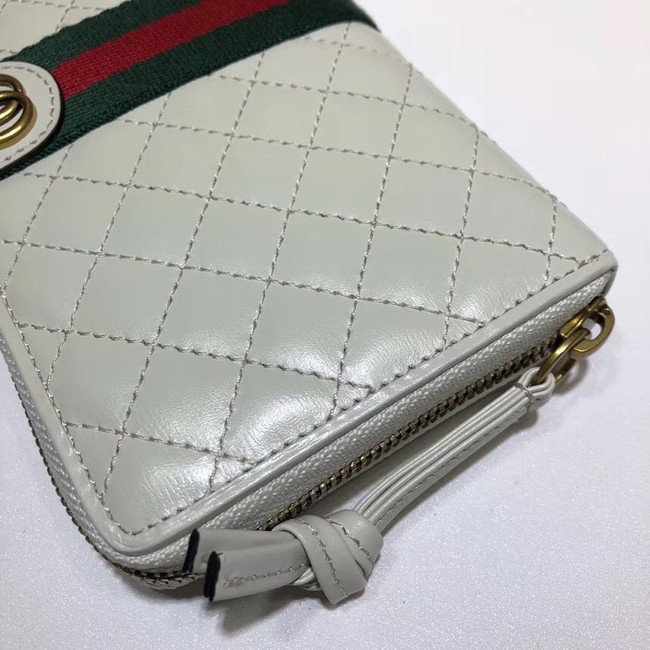 Gucci Leather zip around wallet with Double G 536450 white