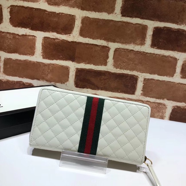 Gucci Leather zip around wallet with Double G 536450 white