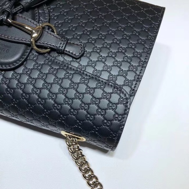 Gucci GG Leather Shoulder Bag 449635 black