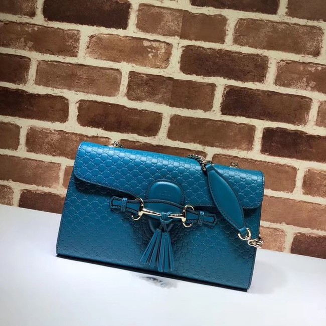 Gucci GG Leather Shoulder Bag 449635 blue