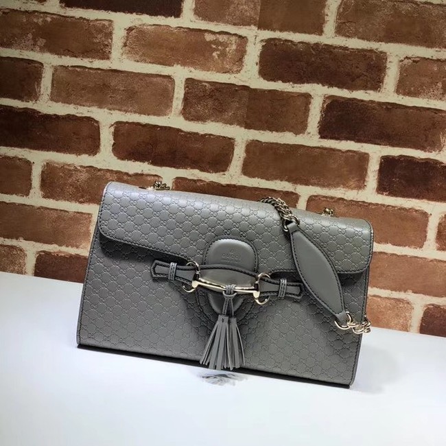 Gucci GG Leather Shoulder Bag 449635 grey