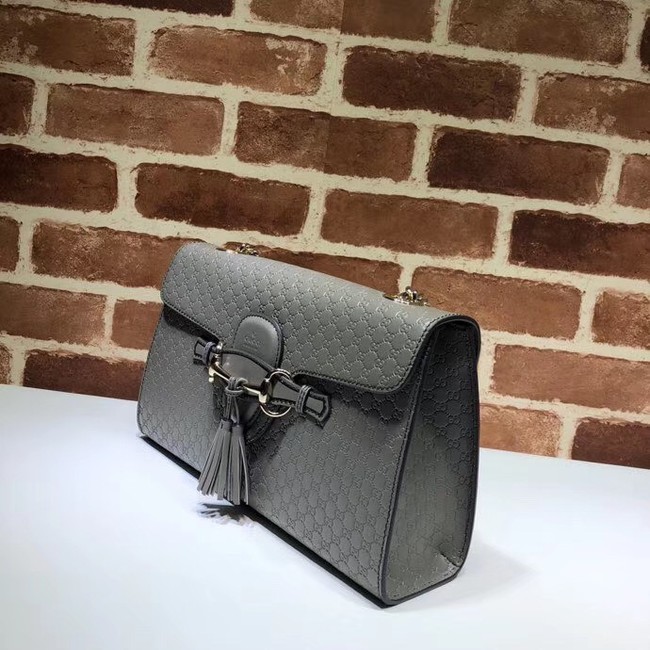 Gucci GG Leather Shoulder Bag 449635 grey