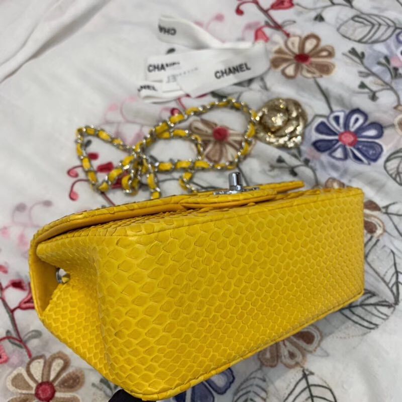 Chanel Mini Flap Bag Original Python & Gold-Tone Metal A69900 Yellow