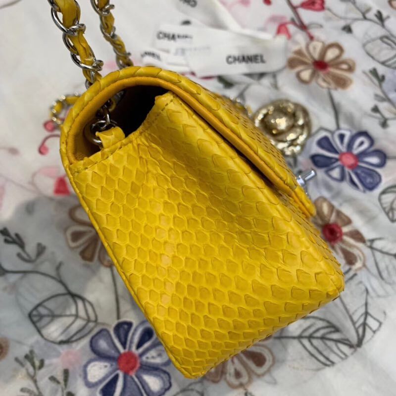 Chanel Mini Flap Bag Original Python & Gold-Tone Metal A69900 Yellow