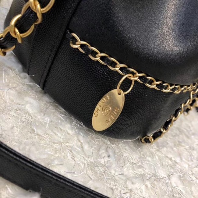 Chanel drawstring bag Calfskin & Gold-Tone Metal AS0373 black