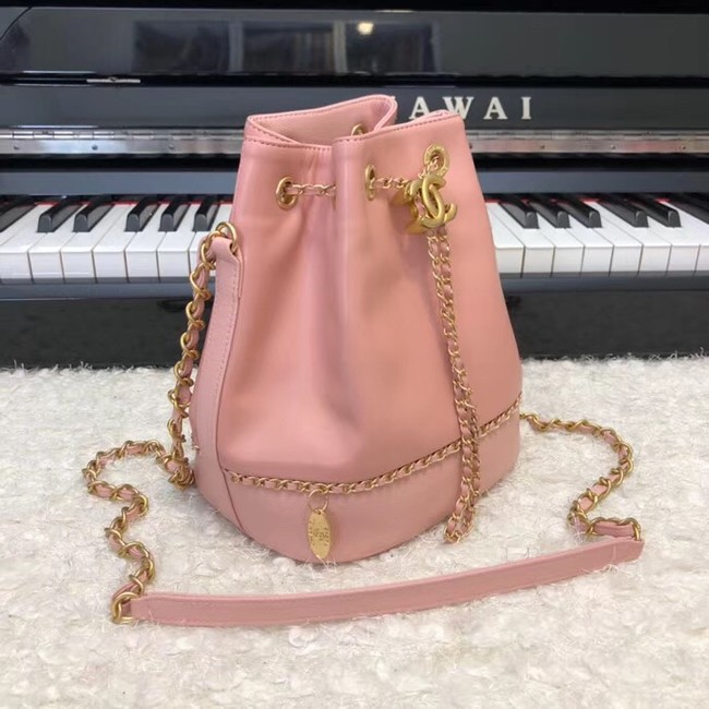 Chanel drawstring bag Calfskin & Gold-Tone Metal AS0373 pink