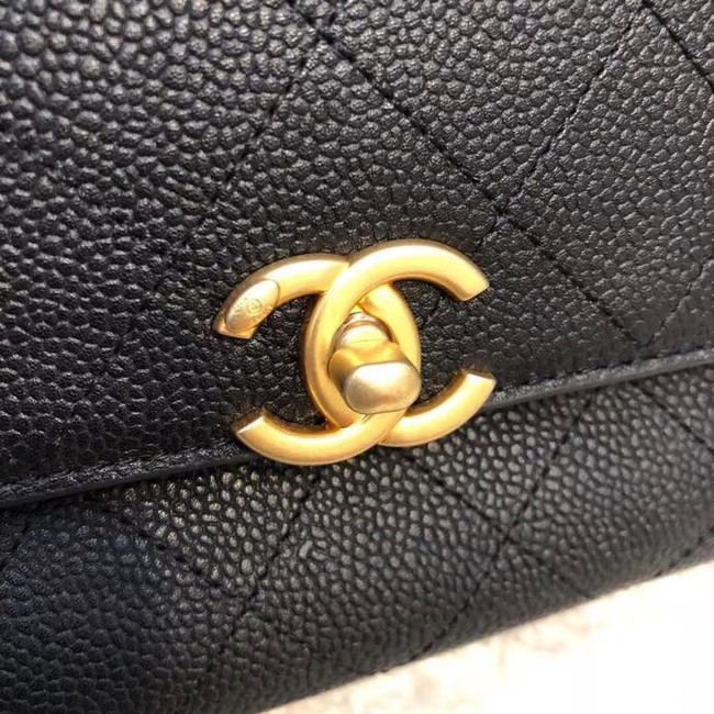 Chanel flap bag Grained Calfskin & Gold-Tone Metal AS0305 black