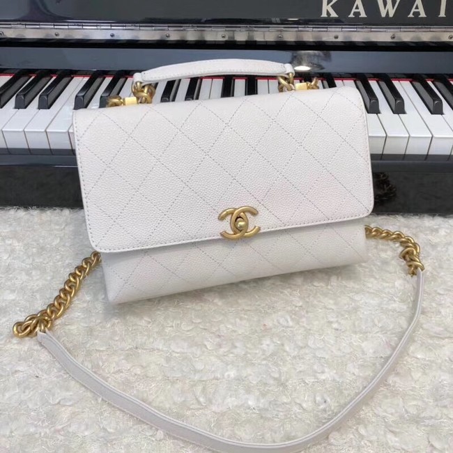 Chanel flap bag Grained Calfskin & Gold-Tone Metal AS0305 white