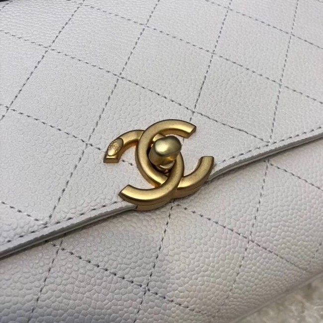 Chanel flap bag Grained Calfskin & Gold-Tone Metal AS0305 white