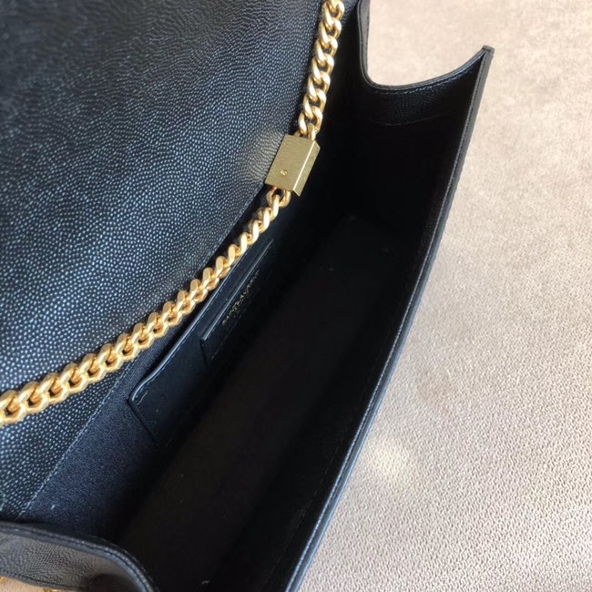 SAINT LAURENT Monogram Kate medium pebbled leather shoulder bag 354021 black