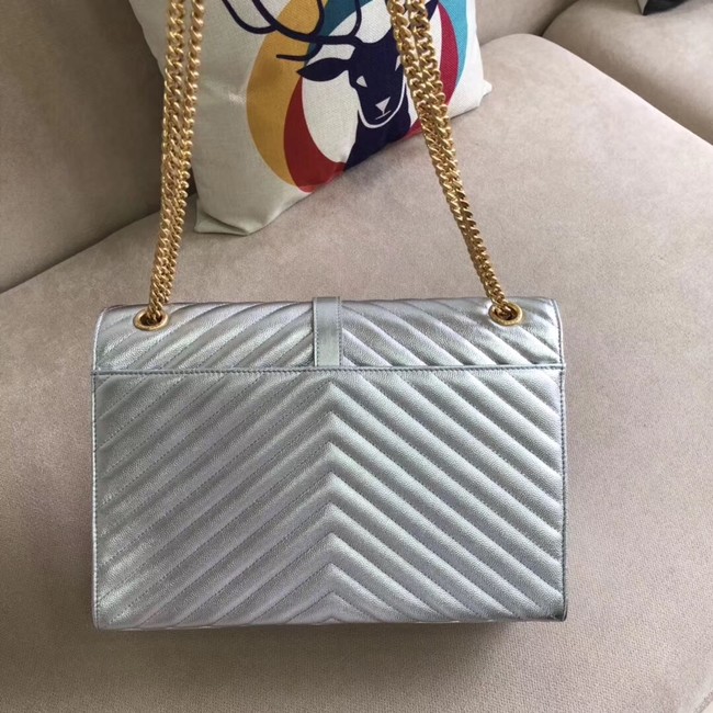 YSL Flap Bag Calfskin Leather 396910 silver