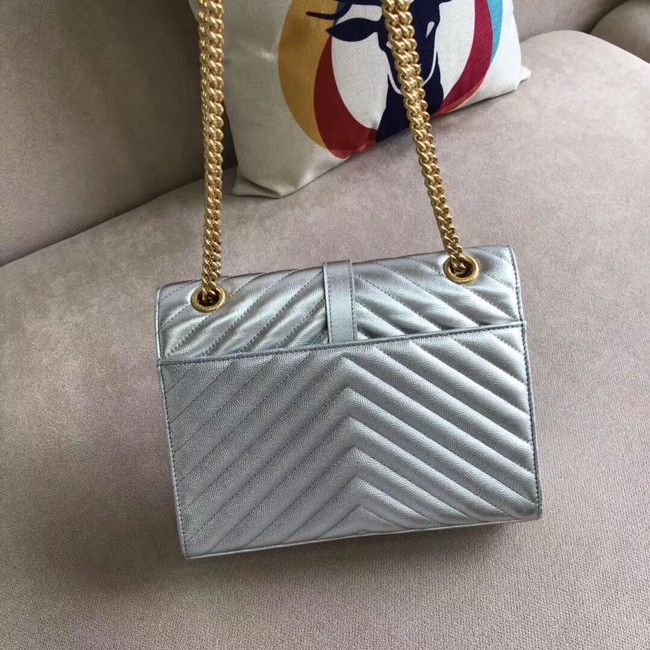 YSL Flap Bag Calfskin Leather 428134 silver