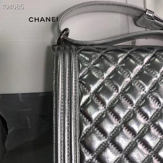 Boy chanel handbag Goatskin & Ruthenium-Finish Metal AS0130 Silver