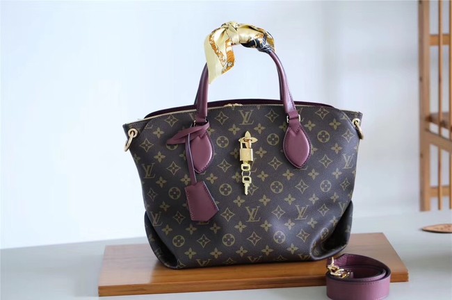 Louis vuitton original FLOWER ZIPPED TOTE MM M44347 Bordeaux