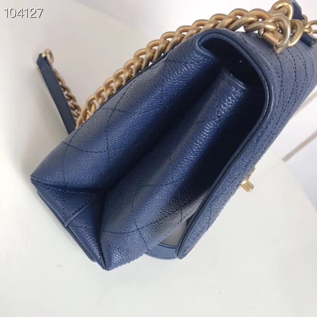 Chanel flap bag Grained Calfskin & Gold-Tone Metal AS0305 blue