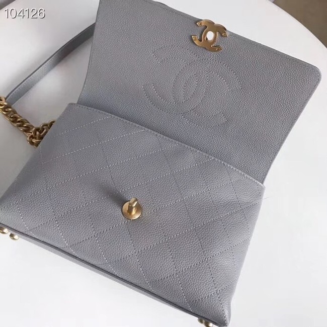 Chanel flap bag Grained Calfskin & Gold-Tone Metal AS0305 grey