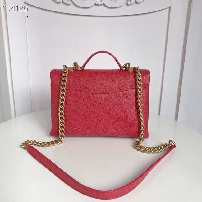 Chanel flap bag Grained Calfskin & Gold-Tone Metal AS0305 red