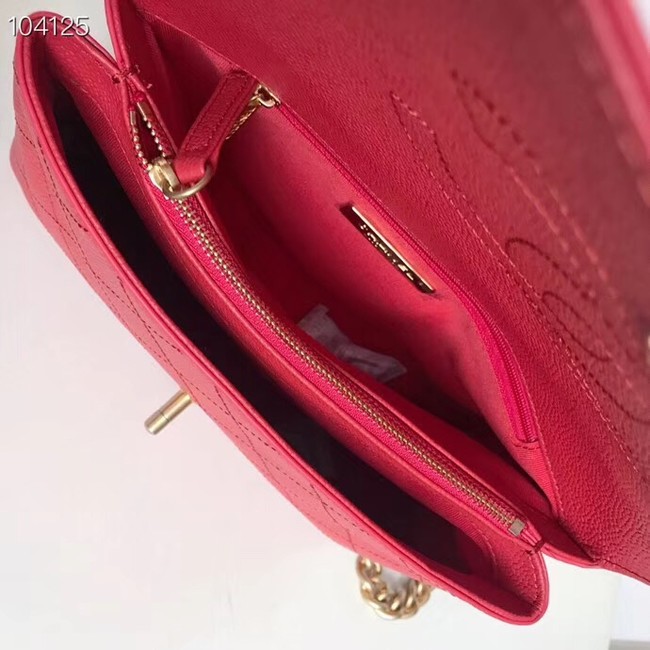 Chanel flap bag Grained Calfskin & Gold-Tone Metal AS0305 red