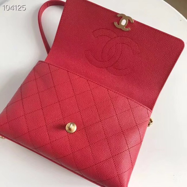 Chanel flap bag Grained Calfskin & Gold-Tone Metal AS0305 red