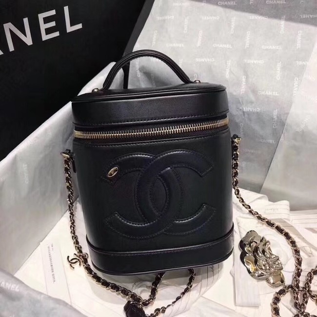 Chanel vanity case Lambskin & Gold-Tone Metal AS0323 black