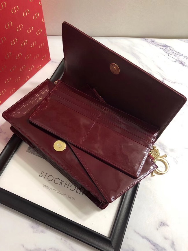 LADY DIOR CALFSKIN WALLET M9001 Bordeaux