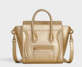 CELINE NANO LUGGAGE BAG IN LAMINATED LAMBSKIN 189243 GOLD