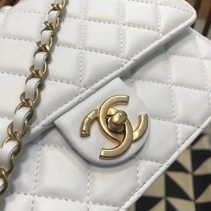 Chanel Flap Shoulder Bag Sheepskin Leather 77399 white