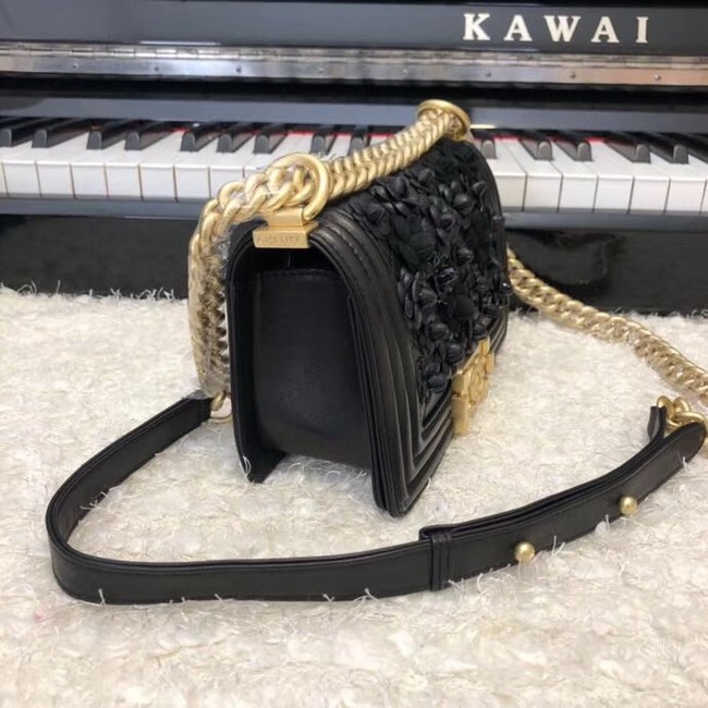 Chanel Leboy Original Calfskin leather Shoulder Bag E67085 black & Gold-Tone Metal