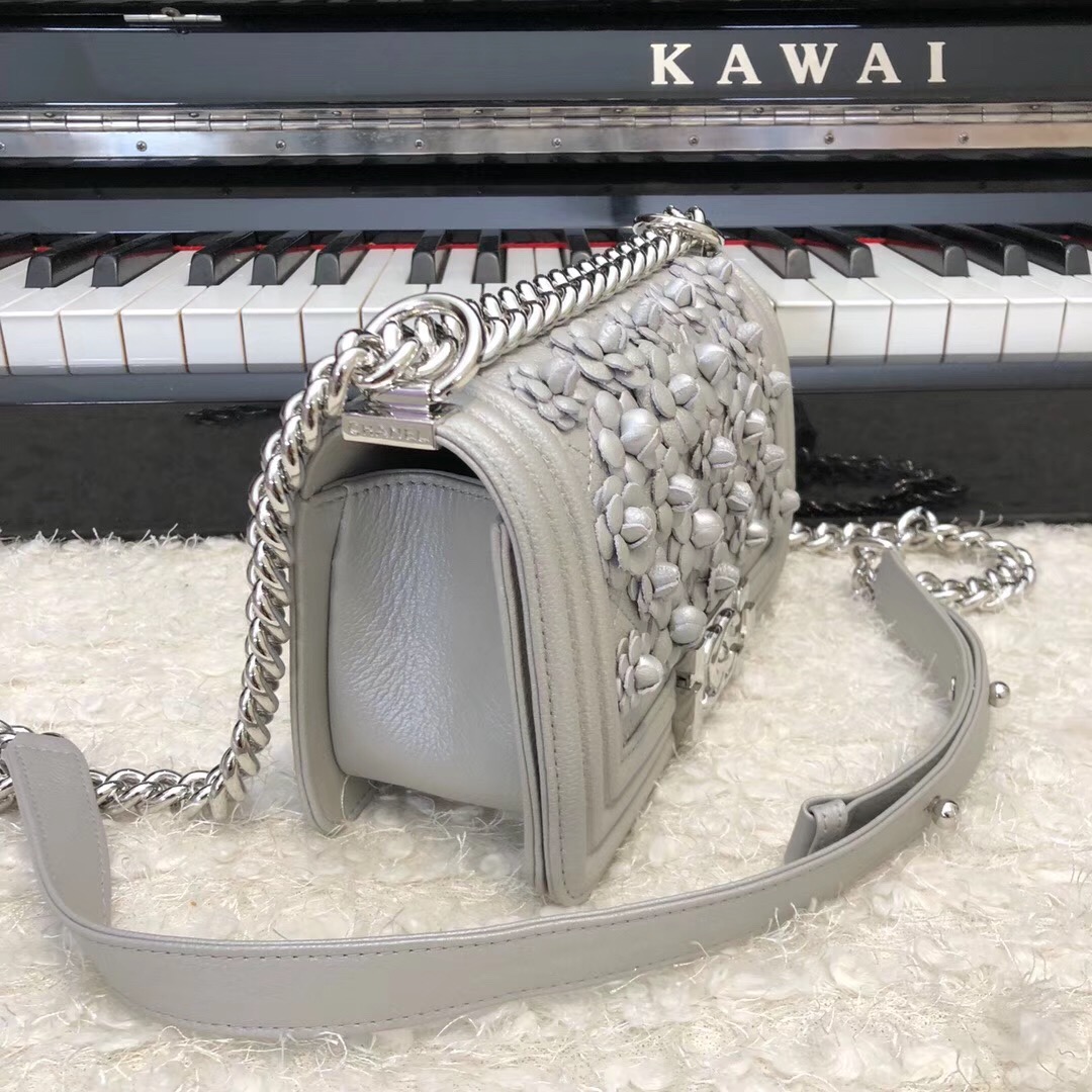 Chanel Leboy Original Calfskin leather Shoulder Bag E67085 silver & silver-Tone Metal