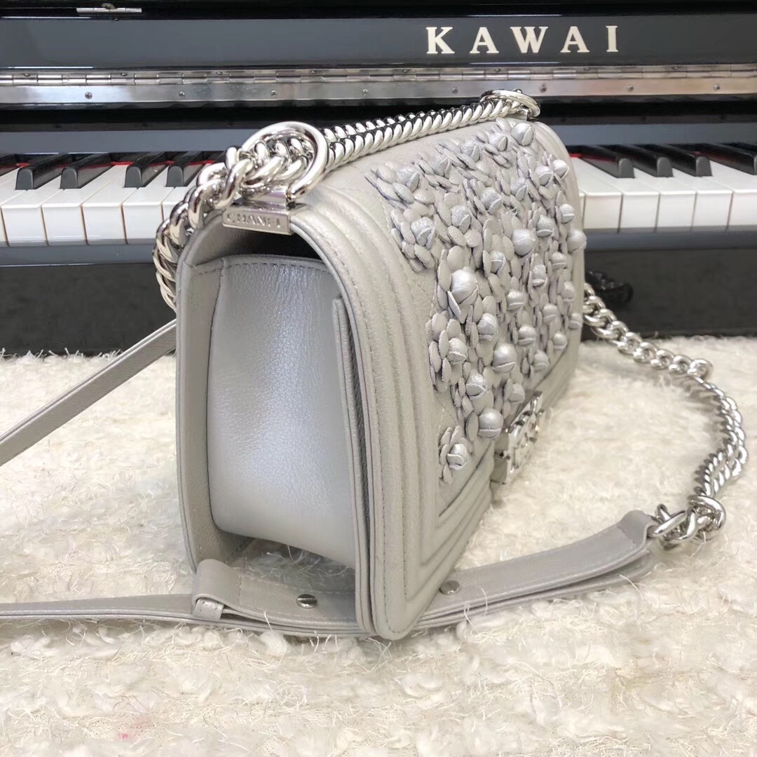 Chanel Leboy Original Calfskin leather Shoulder Bag E67086 silver & silver-Tone Metal