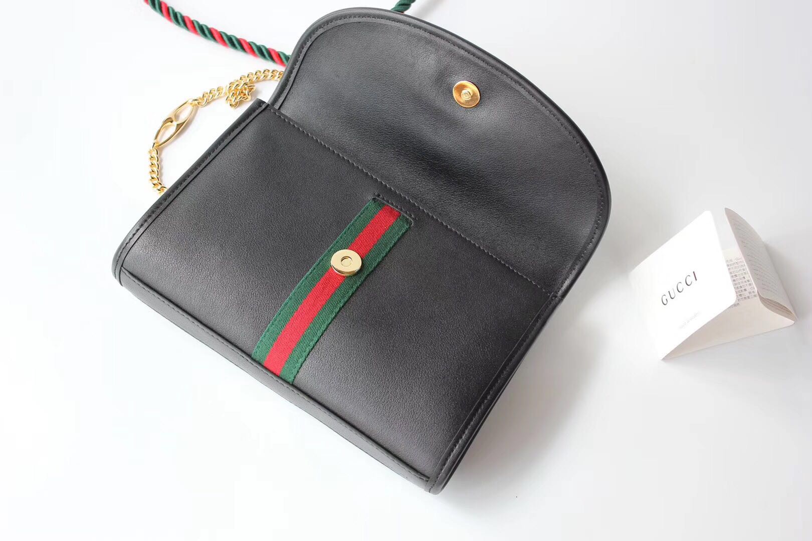 Gucci GG Leather Shoulder Bag 570145 black